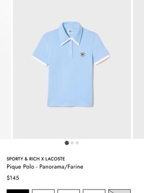 Lacoste x Sporty & Rich Blue Polo Shirt Size 38 NWT